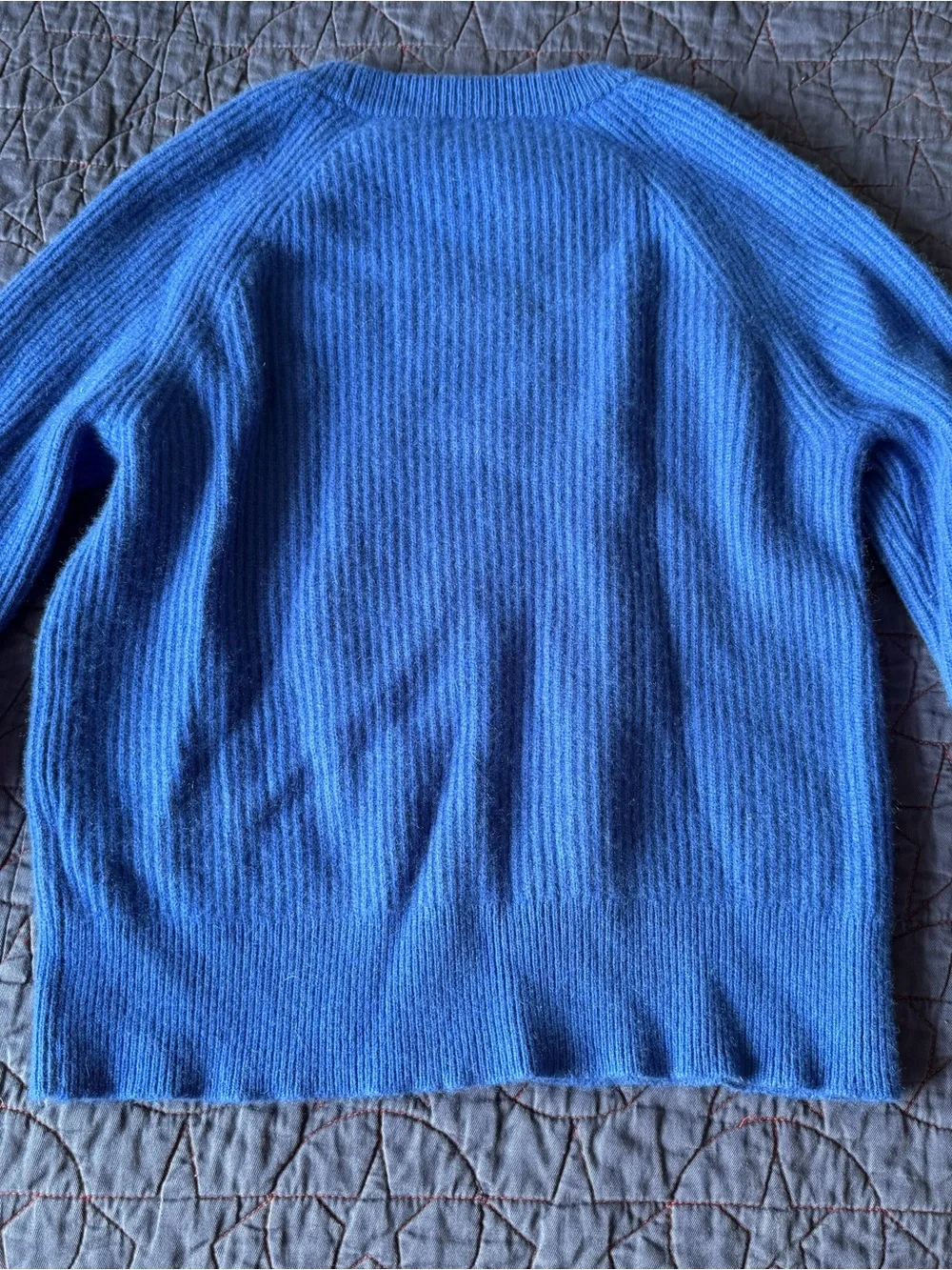 J. Crew 100% Cashmere Blue Ribbed Sweater S